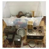 Group including doll stoves, safe banks, toys, etc