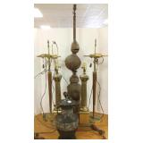 Group of antique etc. lamps (as seen)