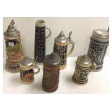 Group of German steins