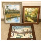 3 framed signed oil paintings- landscapes