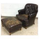 Vintage distressed leather chair & ottoman