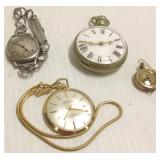 4 assorted watches including early pocket