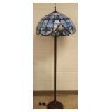 Antique style stained & leaded glass floor lamp