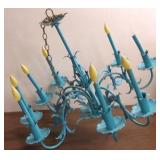 Large painted metal 8-arm light fixture