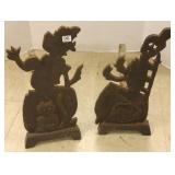 Pair of 18" antique Halloween motif andirons