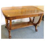Quarter sawn oak library table with claw feet &