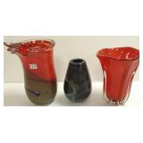 3 pieces studio etc. art glass- Eickhott, Meluin