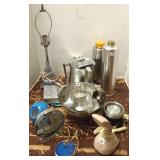 Art deco metalware, Westclox, phone, deco lamp,