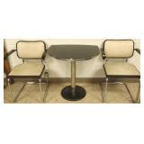 Pair Knoll Marcel Brauer chairs & half round deco