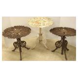 3 ornate cast iron garden small tables