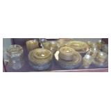 Large set of amber depression glass