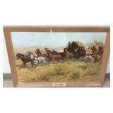Vintage framed Budweiser "Attached Overland