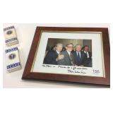 2 Bill Clinton autographed items - photo & a box