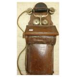 Antique oak wall phone