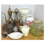 Group including pottery, brass, Southwest pot, jar