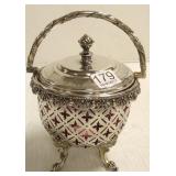 Victorian covered bowl with cranberry insert