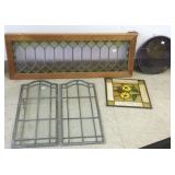 Group of stained & leaded glass windows, etc.