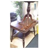 Oak turn leg parlor table & mahogany game table