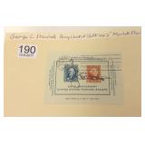 General George C. Marshall autograph on postal