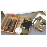 Group of military items including trench art, tank