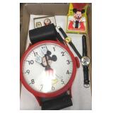 6 Mickey Mouse items including watches, wall clock
