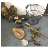 Group of vintage metal items including