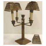 Bradley & Hubbard candelabra with pierced shades