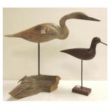 2 shorebird carvings - 1 artist signed