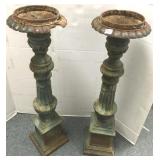 2- 33" antique cast iron lamp posts