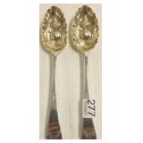 2 early hallmarked sterling engraved large spoons-