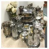 Large group of silverplate including pickle