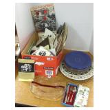 Group paper items, modern glassware, etc.