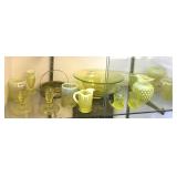 Group of Vaseline glass