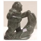 Signed Inuit stone sculpture - 10" (as seen)