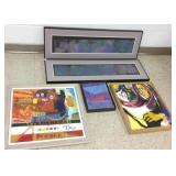 5 modern framed artworks