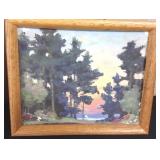 Framed unsigned Carl Rawson oil on board w/
