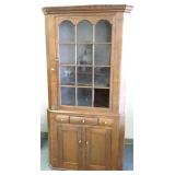 Antique American 2-piece corner cupboard (glass