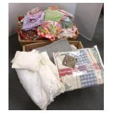 Group assorted linens including Faribo blanket,