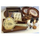 Group woodware, Victorian walnut frames, etc.