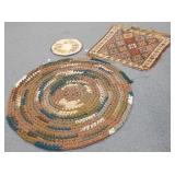 Antique small oriental rug & a braided rug, etc.
