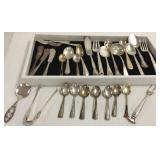 Group of assorted sterling flatware, tongs, etc.