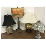 4 assorted lamps including leaded