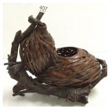 13" Ikibana hand woven splint & root basket