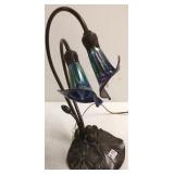 Antique style lily lamp with art glass shades