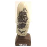 Signed scrimshaw tooth