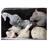 Cast iron hitching post & some cement garden