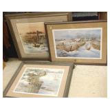 3 framed signed & numbered pheasant prints