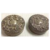 2 ornate miniature sterling boxes