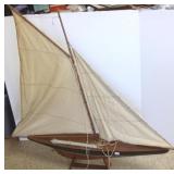 36" wooden pond sailboat on stand