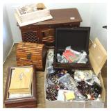 Group of jewelry boxes and costume jewelry